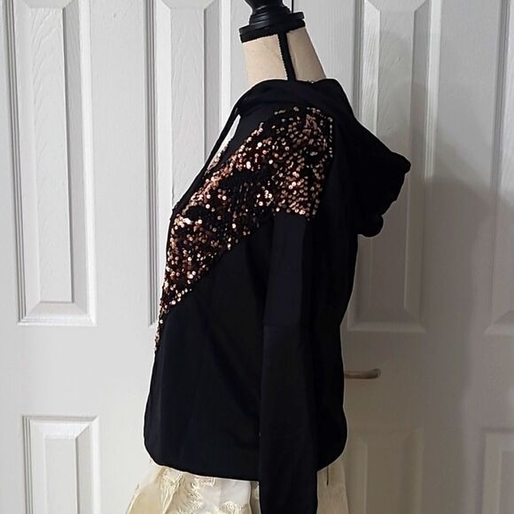 💲1️⃣0️⃣ Bundled ✔️Bronze Sequin Chevron Hoodie sz Small Medium - Picture 6 of 14